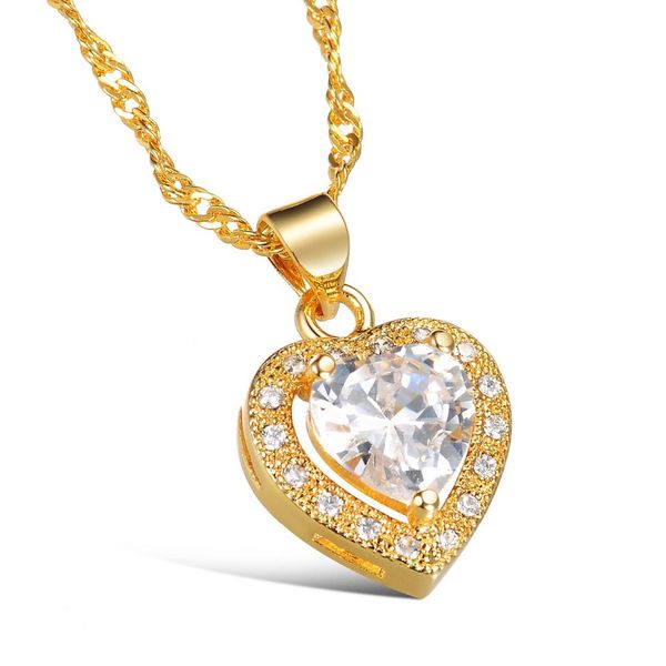 Whole Fashion Y Collarbone Short Necklace For Women Heart Design White Crystal Stone Gold Color Jewelry Pendant Gift Your Lover Diamond - Heart Pendant Designs With Stones Whole Fashion Y Collarbone Short Necklace For Women Heart Design White Crystal Stone Gold Color Jewelry Pendant Gift Your Lover Diamond - Heart Pendant Designs With Stones