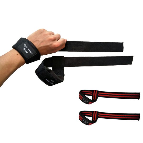 

vigor power gear paded power lifting cotton straps with customized logo sold in pairs, Black;red