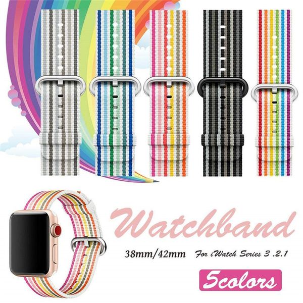 

ashei colorful sport band 38mm 42mm soft lightweight breathable nylon replacement wrist strap 3/2/1, Black;brown