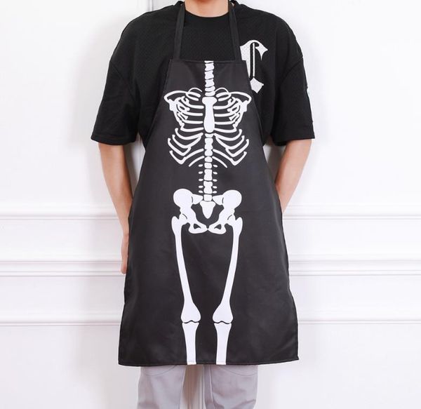 

novelty apron halloween scary skeleton ghost long aprons cooking painting art kitchen bbq party accessory size black gift