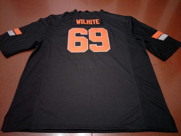 

men #69 wilhite black orange oklahoma state cowboy alumni college jersey size s-4xl or custom any name or number jersey, Black;red