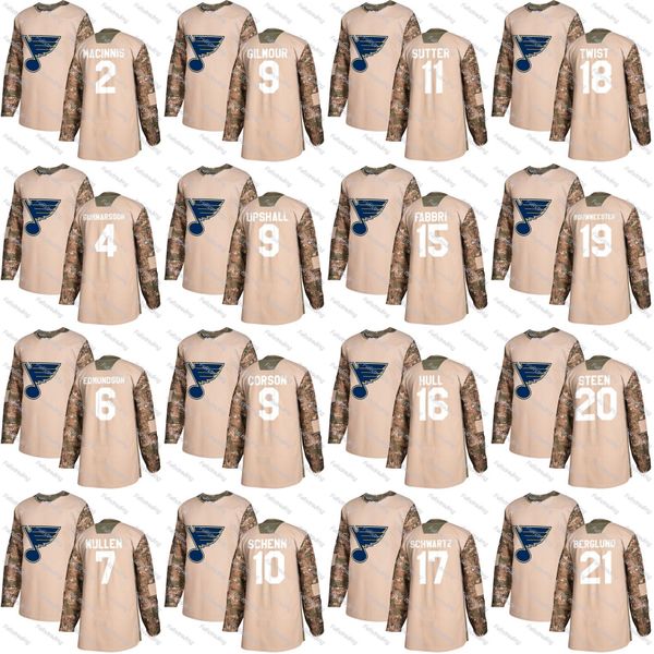 

St. Louis Blues 2017 Camo Veterans Day 15 Robby Fabbri 17 Jaden Schwartz 10 Brayden Schenn 20 Alexander Steen 18 Tony Twist Jersey