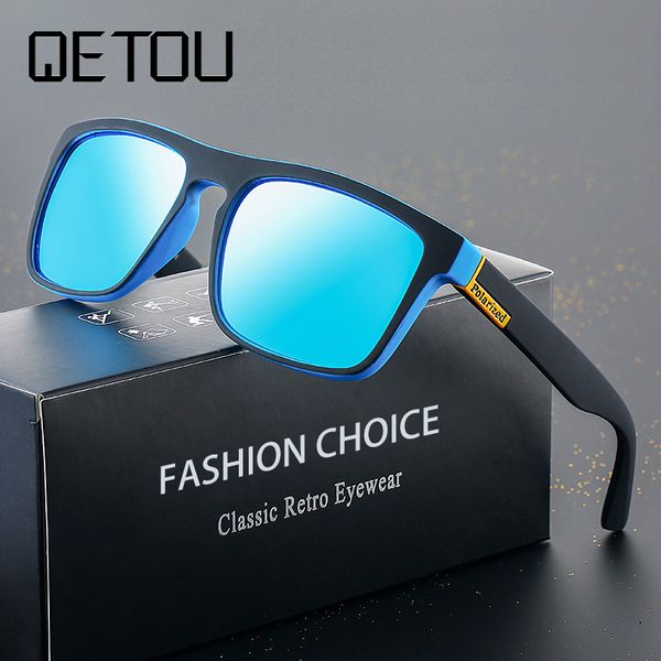 

fashion guy's sun glasses from qetou polarized sunglasses men classic design all-fit mirror sunglass classic uv400 square eyewea, White;black