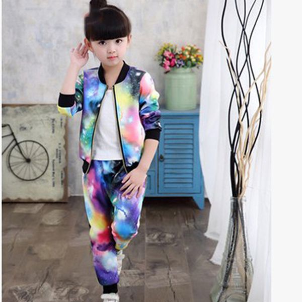 

kids tracksuit 2021 autumn winter girl sport suit coat+pants costume blue sky casual girls outfits toddler clothing set 2pcs, White