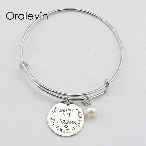 

you are my person you will always be my person inspirational hand stamped engraved pendant bracelet jewelry,10pcs/lot, #ln1954b, Black