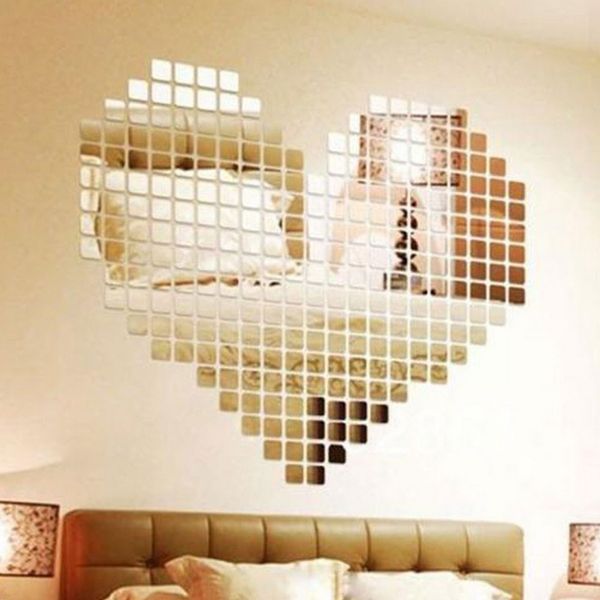 

100 piece self-adhesive tile 3d mirror wall stickers decal mosaic room decorations modern self-adhesive mirror tiles stickers
