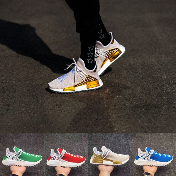 

2019 human race mens shoes peace passion happy youth and heart hu pharrell williams black blue green red white womens sneakers schuhe