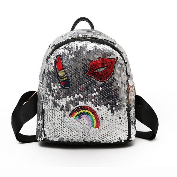 

школьная сумка для девочек маленькая голограмма сумка блестки лазер с блестками губы помады детские рюкзаки для девочек mochila эсколар y181