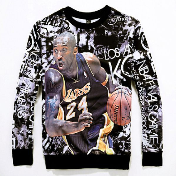 

2018 new 3d printed hedging sweatshirts kobe last sharajuku men pullover hoodies crewneck long sleeve hip hop men hoody clothing, Black