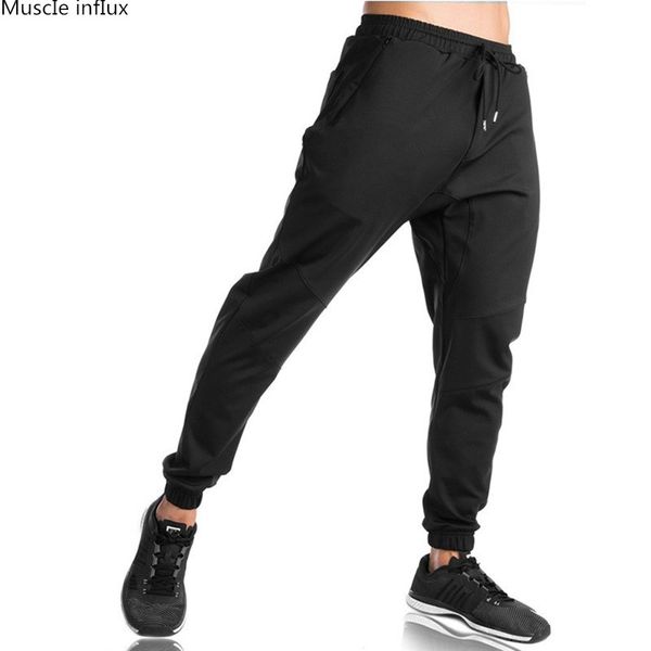 

2018 fall men's trousers men's pants fitness casual elastic joggers bodybuilding clothing casual sweatpants joggers pant, Black