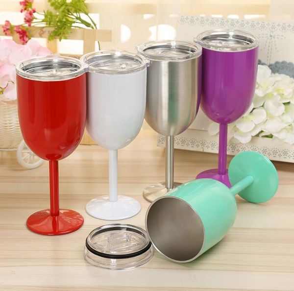

wine glasses 9 colors 10oz stainless steel goblet vacuum double layer thermo cup drinkware wine glasses red wine mugs