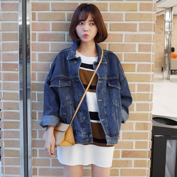 

laura's store//ladies popular casual streetwear denim coat, new arrival girls wish short jeans coat ing, Black;brown