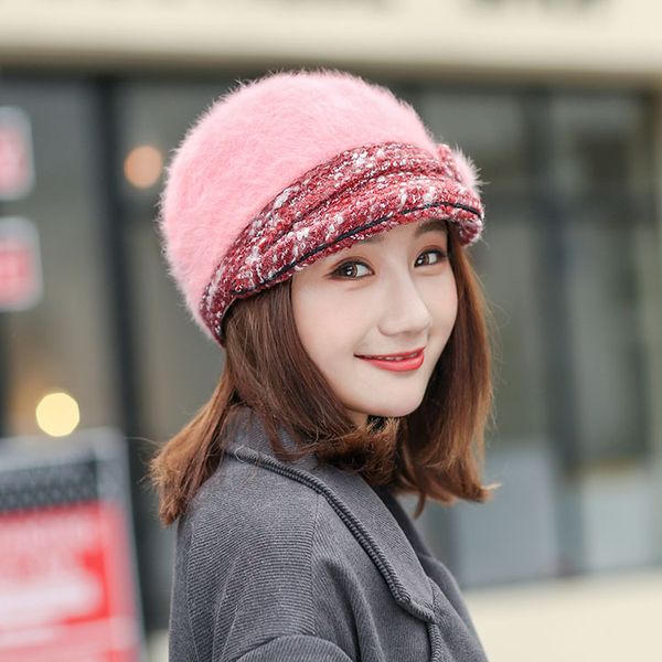 

women caps hat female winter fur hat plus velvet thickened cold riding windproof cap ski earmuffs, Blue;gray