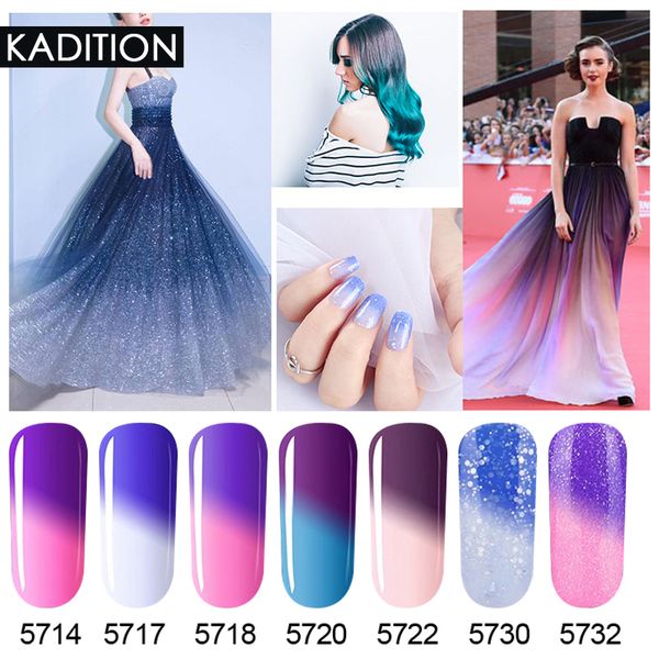 

kadition soak off mood change 7ml gel nails polish colorful lacquer long lasting uv gel nail temperature thermo varnish art, Red;pink