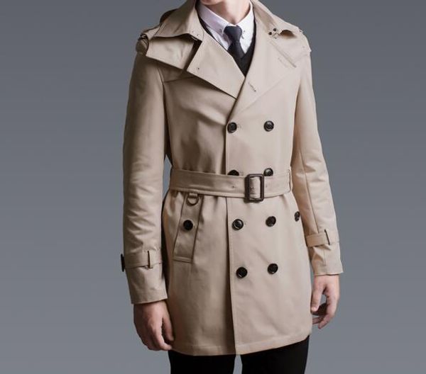 

s-6xl 2018 spring male new fashion big yards long detachable cap double-breasted trench coat, Tan;black