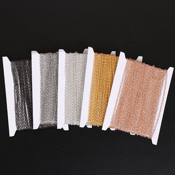 

10m/roll diameter 2/2.5/3mm iron metal chains bulk necklace components gold silver color open link chain for diy jewelry making, Blue;slivery