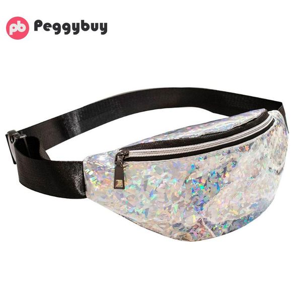 

fashion shoulder bags chest bag women waist packs zipper sequins pu leather waterproof mobile mini shoulder handbags for ladies