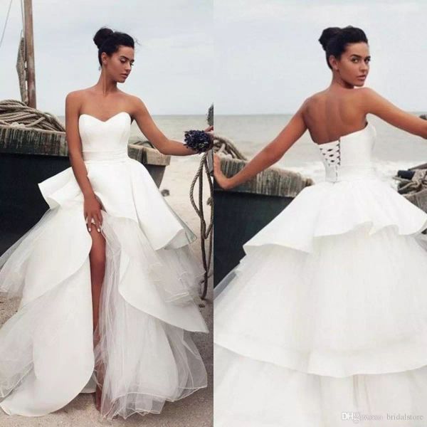 

vintage a line wedding dresses corset sweetheart tiered skirts bridal gown princess tulle empire beach wedding dress cheap, White