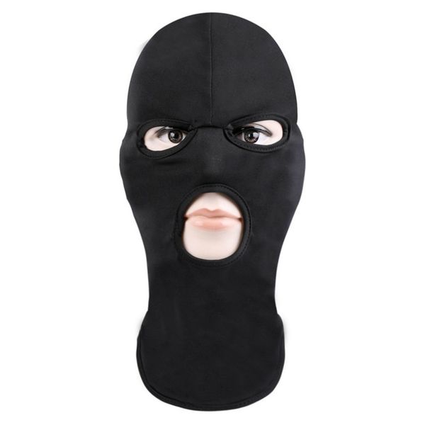 

full face mask 3 hole uv protection light and breathable for outdoor sport riding cycling windproof dust-proof sun block, Black