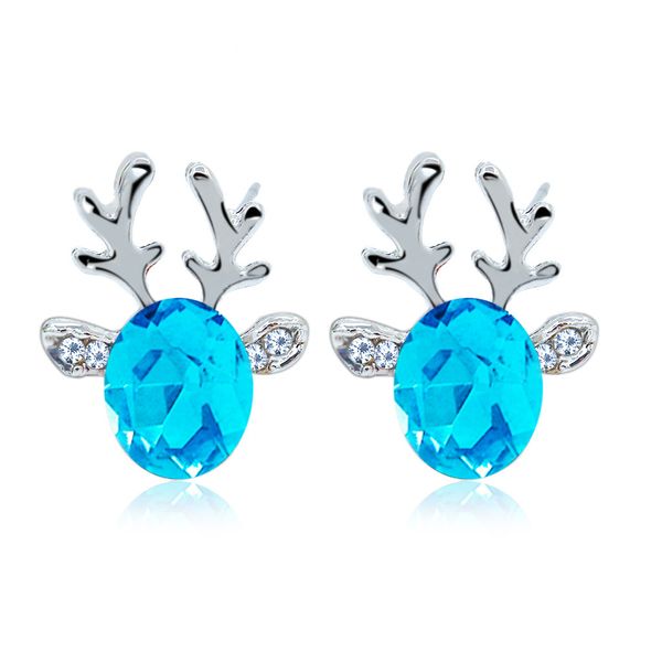 

classic christmas animal deer antlers stud earrings for women fashion cz crystal earrings cute jewelry christmas gift brincos, Golden;silver