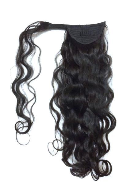 

120g curly pony tail hairpiece wrap around ponytail extension brazilian remy humanhair ponytail clip in natural body wave real hair ponytail, Black