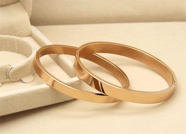 

fashion jewelry smooth scrub 316l titanium steel couple bangle bracelet plated 18k rose gold love bracelet with gift boxes, Black