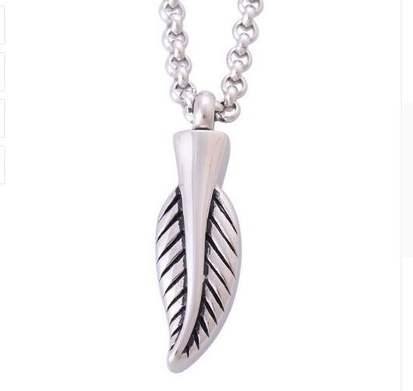 

wholesale custom wing perfume bottle stainless steel necklace commemorative pet dog cremation urn funeral jewelry pendant, Silver