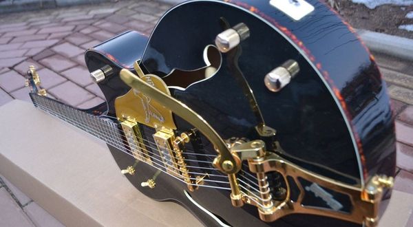 Связующего Rare Черного сокола G6120 Semi Hollow Body Jazz Электрогитара Turtle Shell тело, двойная F Отверстие, Большой тремоло, корейские Тюнеры