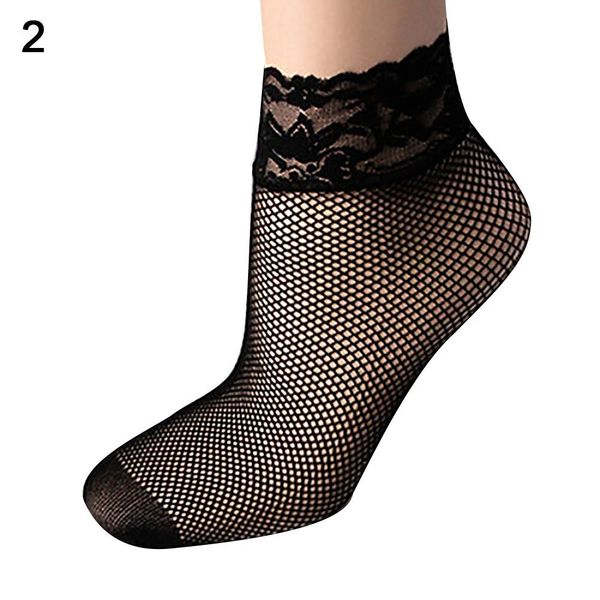

women summer elastic soft ultrathin lace fishnet mesh short ankle socks, Black;white
