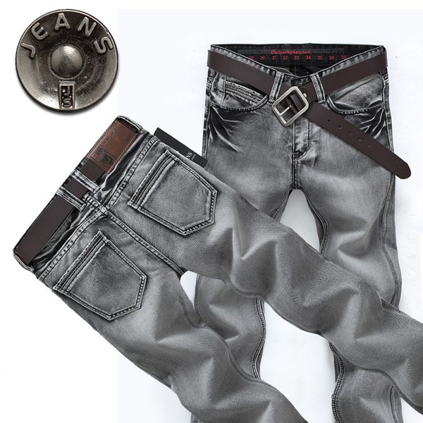 

2018 fashion casual men's straight jeans smoke gray denim trousers biker denim locomotive jeans hombre 28-38, Blue