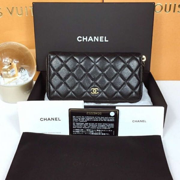 

Zipper wallet wallet black LONG CHAIN WALLETS KEY CARD HOLDERS PURSE CLUTCHES