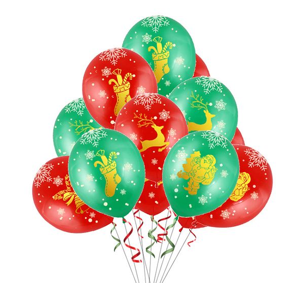 

decorations christmas santa claus elk xmas 12inch latex green balloon globos air red navidad new year ball balloons decor wigei