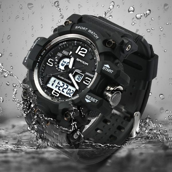 

men's new sanda 2018 military sports relogio men's brand fashion famous watch led digital watch electronic masculino atsrq, Slivery;brown