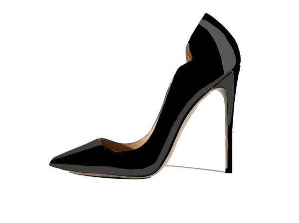 

fashion new woman women lady 2019 new 12cm 10cm 8cm poined toes high heels shoes pumps nude patent leather wedding heels shoes, Black