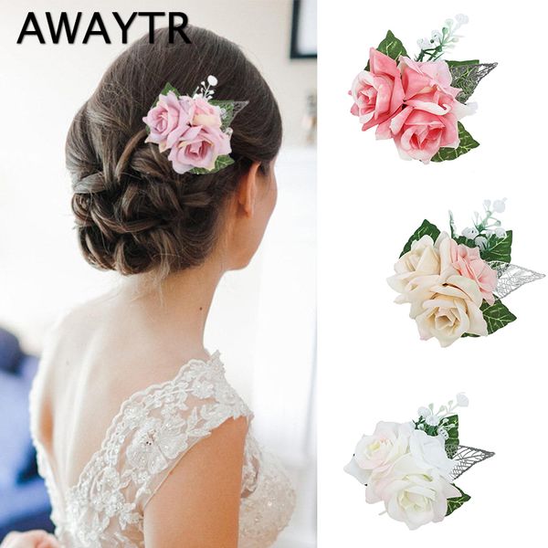 Awaytr Fashion Flower Hair Clips Bride Wedding Hair Accessories