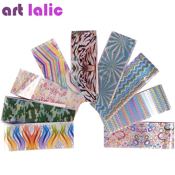 

artlalic 16 pcs/set starry sky nail foils transfer stickers decals geometric colorful lines nail art tips decoration wraps tools, Black