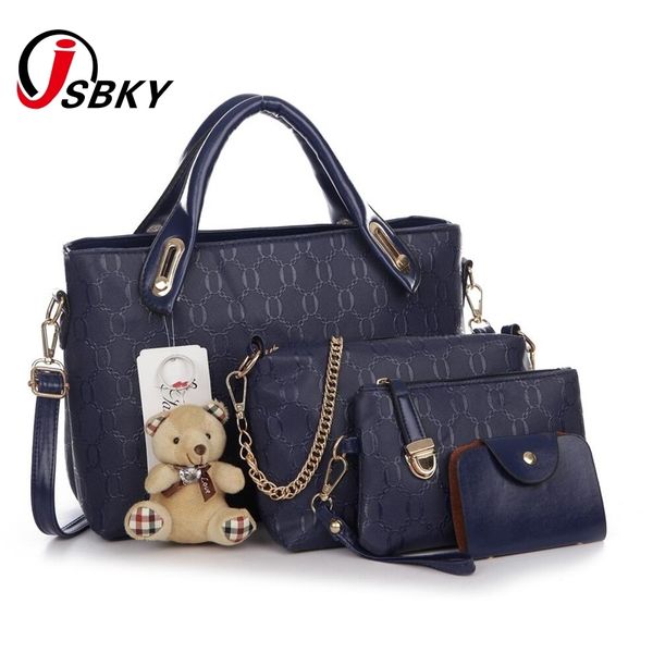 

jsbky women bag 2017 fashion women messenger bags handbags pu leather female bag 4 piece set d18101303