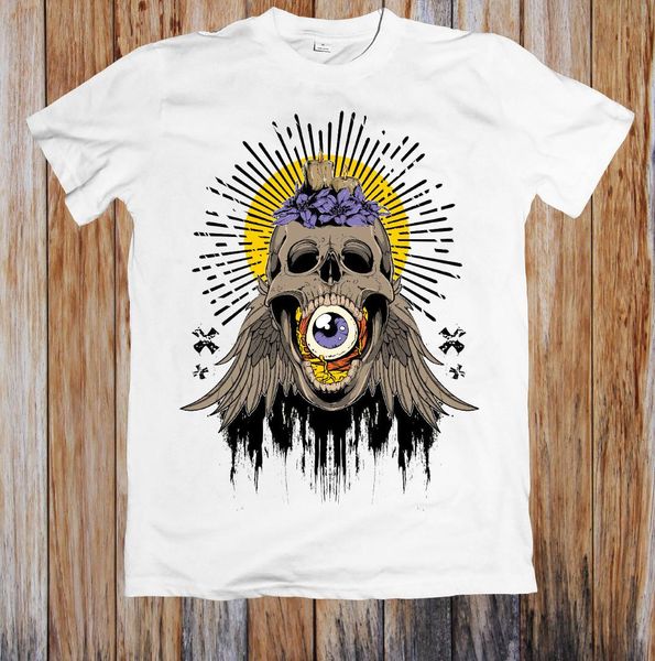 

candle light skull eye t-shirt, White;black