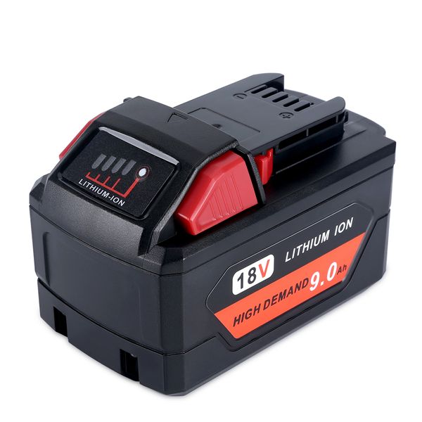 

9000mAh 18V RED Lithium Battery 48-11-1890 Replacement for 18V Milwaukee M18 Battery 9.0Ah High Demand 5X Heavy Applications Battery