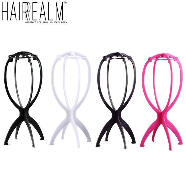 

hairealm 15 inches tall medium size stable plastic wig stand wig display tool portable folding hat/toupee/wig stand holder