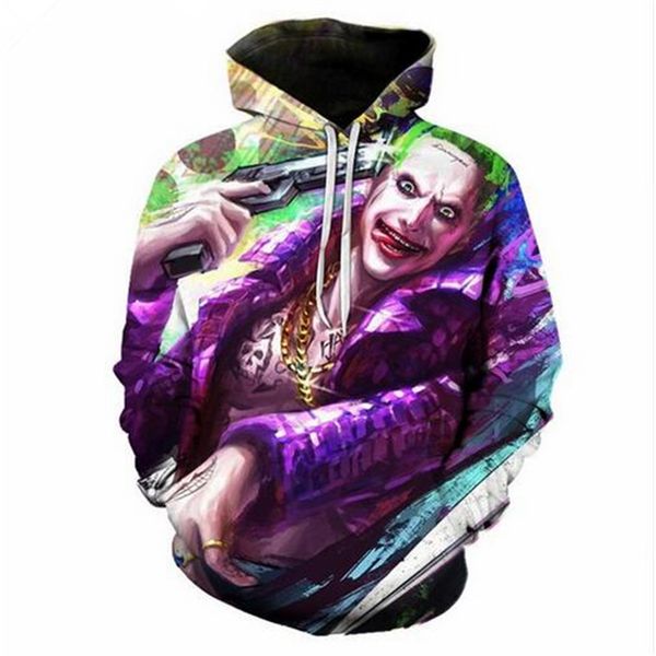 

fashion men/women funny joker 3d funny printed crewneck sweatshirt fashion casual hoodies h424, Black