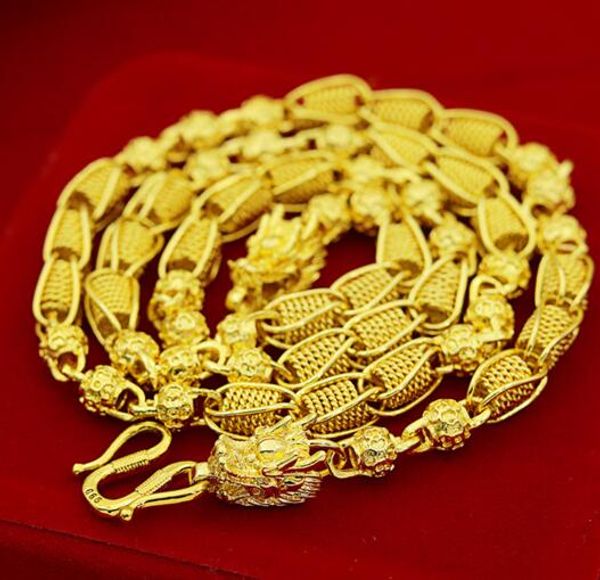 Collana in oro da uomo Gioielli in ottone placcato oro Collana con perline trasferibili traforate in oro sabbia 14K
