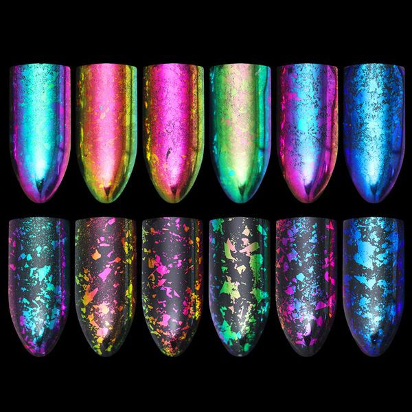 

born pretty chameleon nail sequins colorful irregular glitter paillette nail flakies powder tips for art decoration, Silver;gold