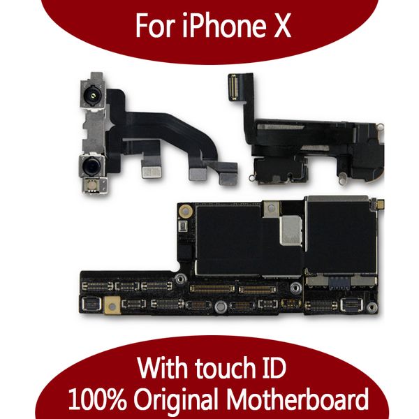 Para iphone x placa-mãe original com identificação facial 64gb 256gb 100% desbloqueado ios placa lógica com chips completos mainboard para substituir
