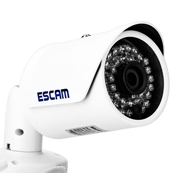

escam fighter qd320 h.264 dual-stream encoding ir bullet ip network camera hd 720p 1.0mp cmos sensor adjustable ip66 waterproof