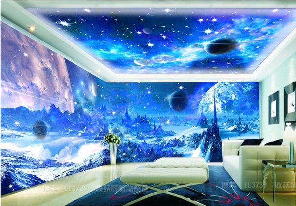 

3d wallpaper silk custom p fantasy blue universe moon space theme space home improvement room 3d wall murals wallpaper for walls 3 d