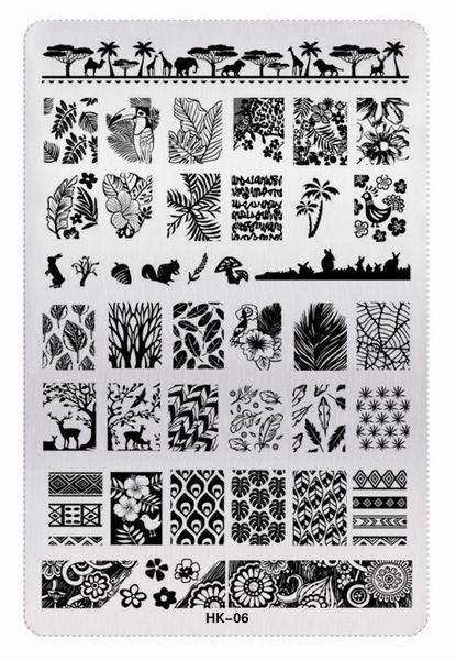 

1pc rectangular nail stamping plates stainsteel nail printing template flower/plant designs for art decorations 9.5*14.5cm, White