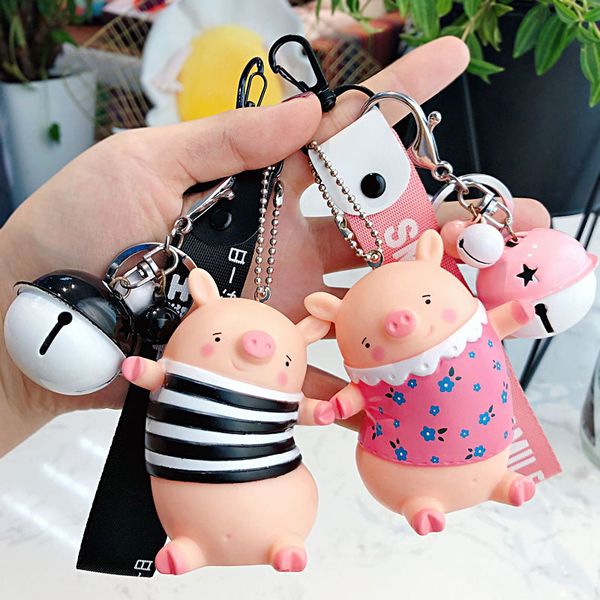 

cartoon cute bb called twisted pig car weaving pom pom keychain men and women bag key chain pendant anime coraline keychains, Silver