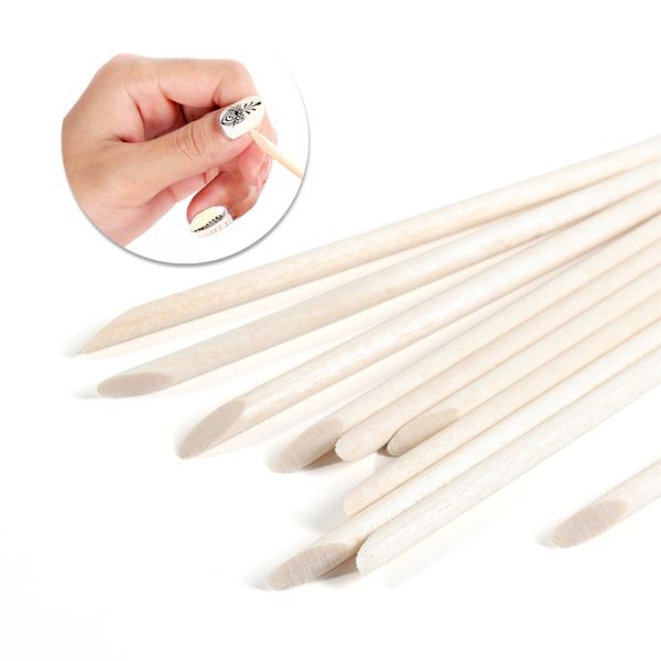

1 set wood orange sticks gel nail polish remover double head cuticle pusher sharp tip pedicure rods nail tools manicure be709
