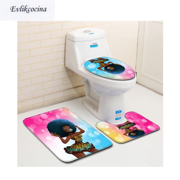 

3pcs african woman banyo bathroom carpet u type toilet bath mat set non slip tapis salle de bain alfombra bano